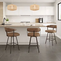 Quinton Contemporary Counter Height Barstool - Tan/Light Brown/Dark Brown