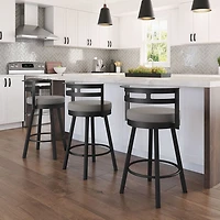 Tabouret de bar contemporain à hauteur de bar Render - Gris taupe/Noir