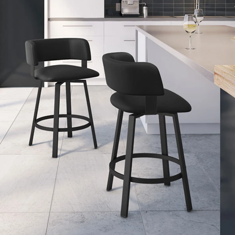 Tabouret de bar contemporain à hauteur de comptoir Stinson - Noir