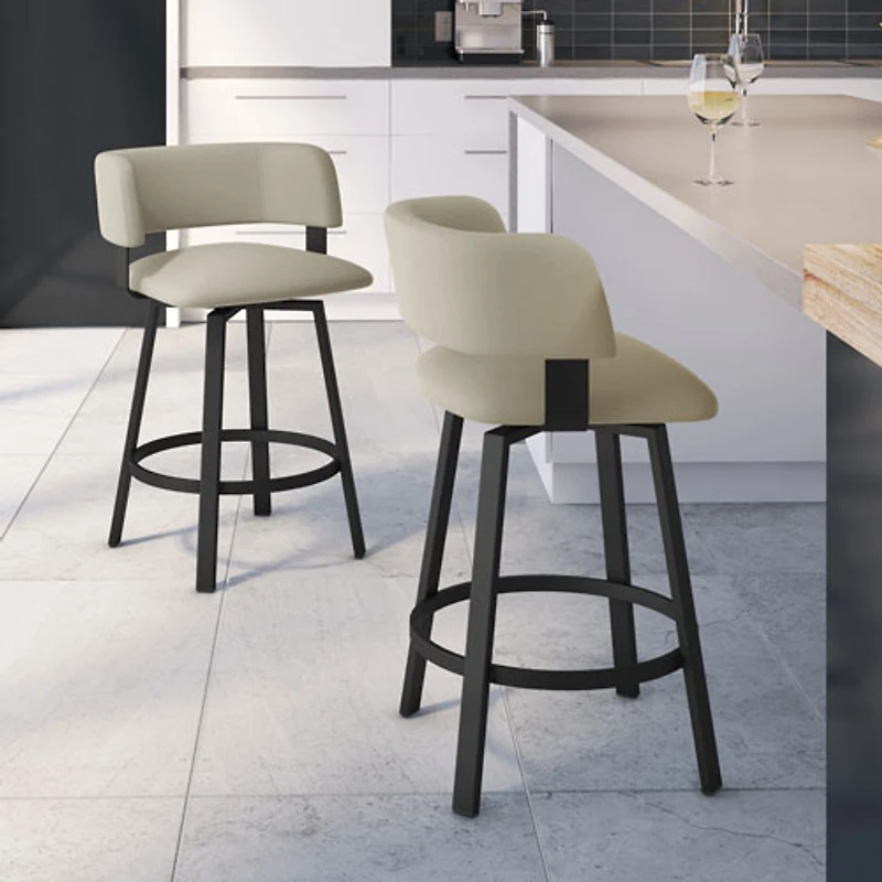 Stinson Contemporary Counter Height Barstool - Greige/Black