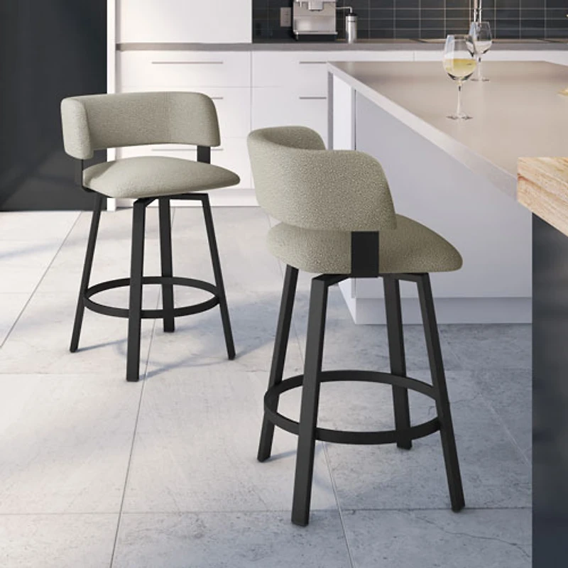 Stinson Contemporary Counter Height Barstool - Beige Grey Boucle/Black