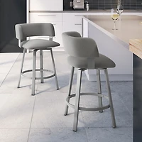 Stinson Contemporary Bar Height Barstool - Grey/Metallic Grey