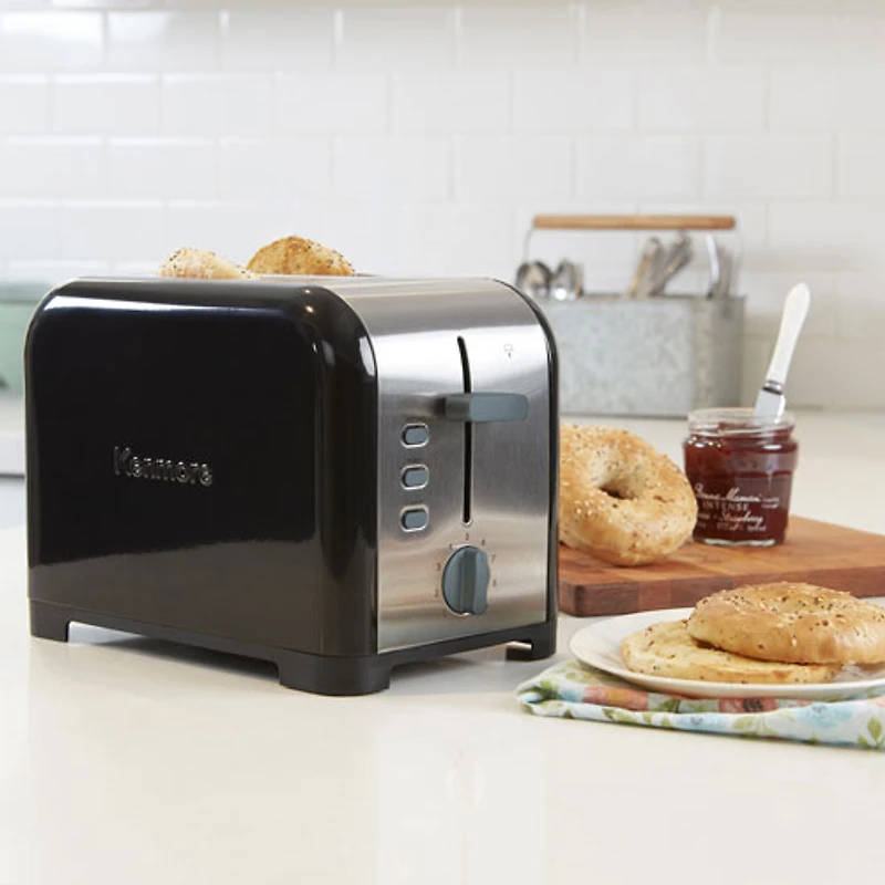 Grille-pain à fentes larges de Kenmore - 2 tranches - Noir/Argenté