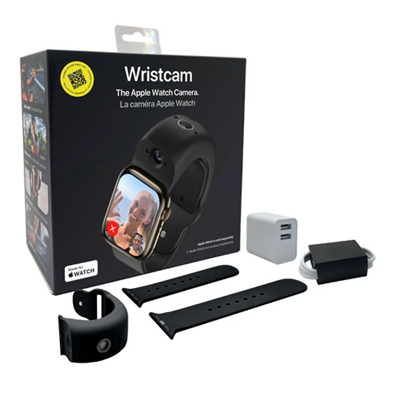Bracelet en silicone intelligent à deux caméras de Wristcam pour Apple Watch 38/40/41 mm - Grand - Noir