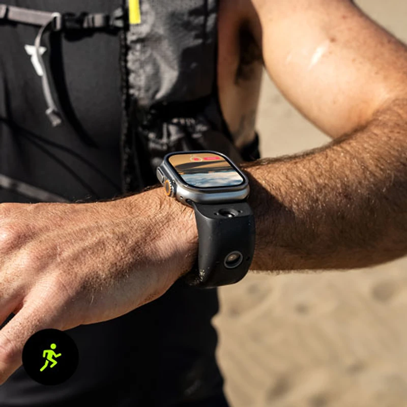 Bracelet en silicone intelligent à deux caméras de Wristcam pour Apple Watch 38/40/41 mm - Grand - Noir