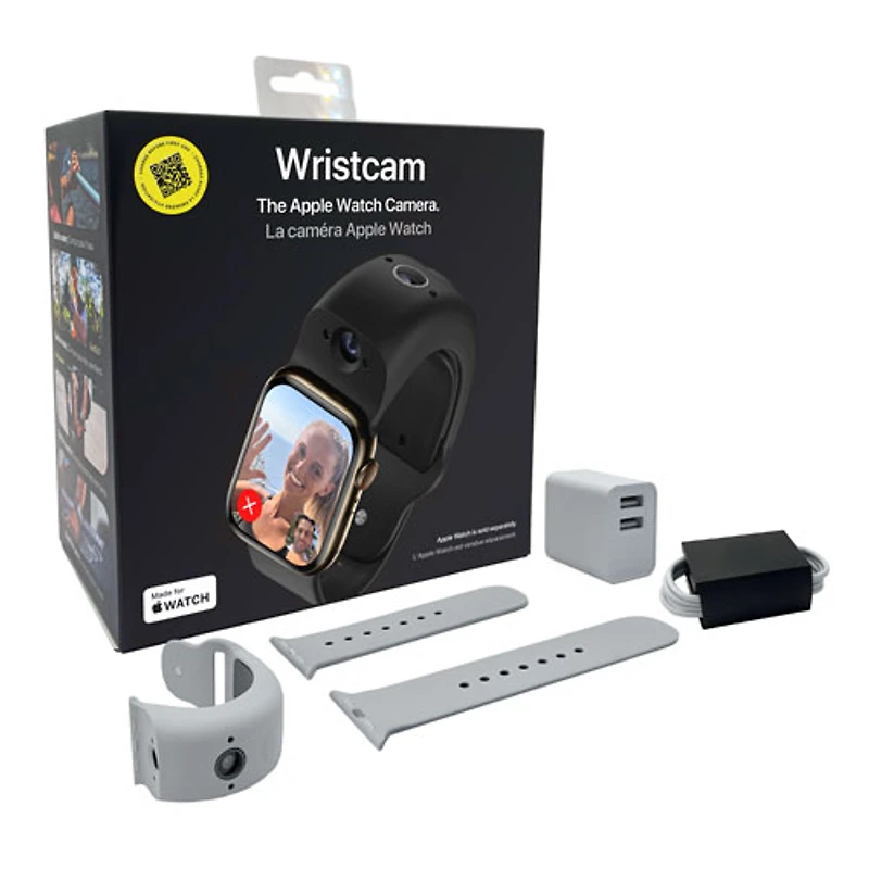 Bracelet en silicone intelligent à deux caméras de Wristcam pour Apple Watch 38/40/41 mm - Grand - Gris