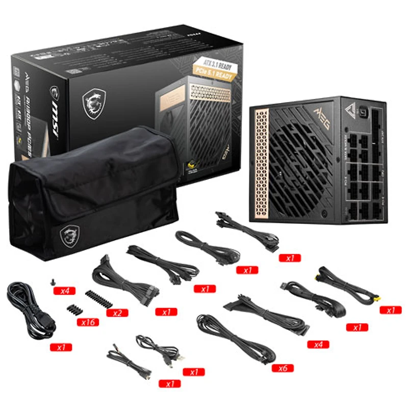 MSI 80 Plus Platinum MEGAi1300P 1300-Watt ATX Modular Power Supply