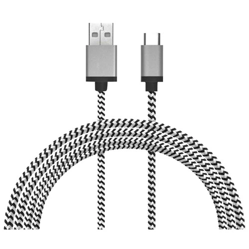 Câble USB-A/ USB-C de 0,3 m (1 pi) de LBT (LBTBW0101) - Noir/Blanc