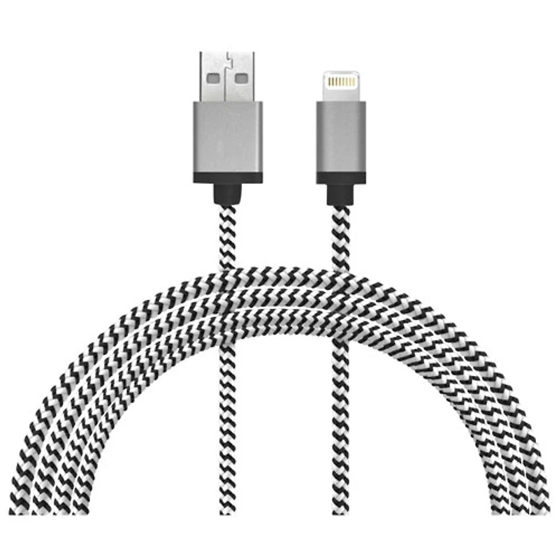 Câble USB-A/Lightning de 0,3 m (1 pi) de LBT (LBTBW0102) - Noir/Blanc