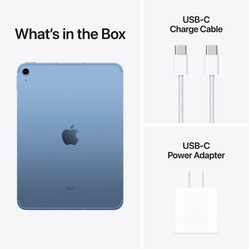 iPad 10,9 po 256 Go Wi-Fi 6 et 5G d'Apple avec Bell (10e gén.) - Bleu - Financement mensuel