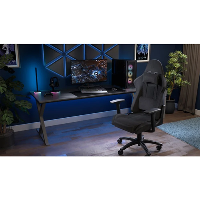 Fauteuil de jeu ergonomique en tissu TC100 RELAXED de Corsair (2023) - Gris/Noir
