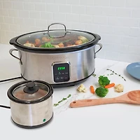 Kenmore Programmable Slow Cooker & Dipper - 7qt/6.6l - Black/Silver