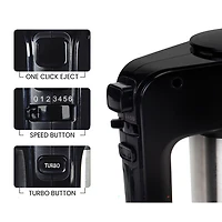 Mélangeur à main électrique à 6 vitesses de Total Chef - 250 W - Noir/Argenté