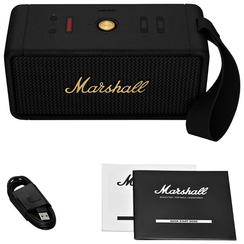 Haut-parleur sans fil Bluetooth étanche Middleton de Marshall - Noir/Laiton