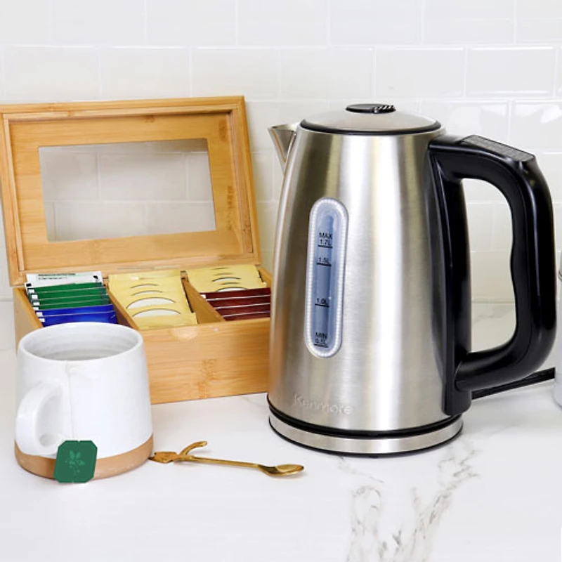Bouilloire électrique sans fil de Kenmore - 1,7 l - Noir et argenté