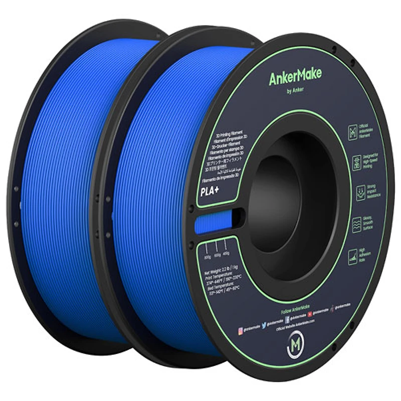 Filament d'APL+ de 2 kg d'AnkerMake Printing - Paquet de 2 - Bleu
