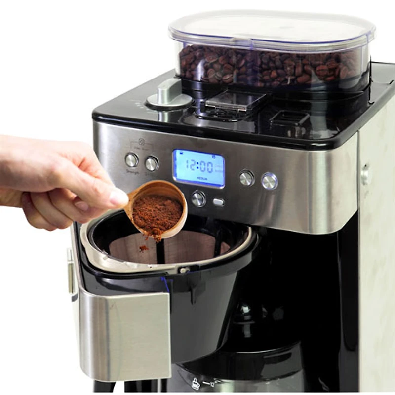 Cafetière automatique Elite Grind & Brew avec moulin de Kenmore - 12 tasses - Acier inoxydable
