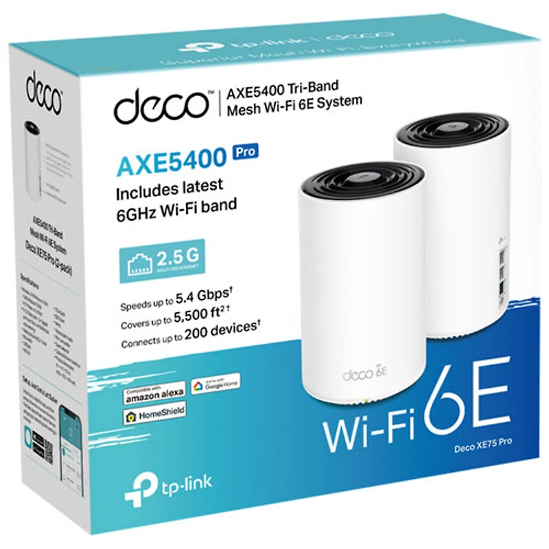 Système Wi-Fi 6E maillé de maison intégrale Deco XE75 Pro AXE5400 de TP-Link - Paquet de 2