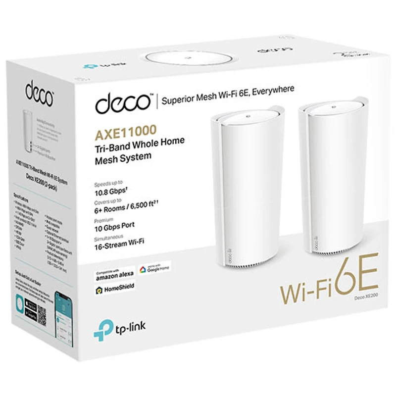 TP-Link Deco XE200 Tri-Band AXE11000 Whole Home Mesh Wi-Fi 6E System - 2 Pack
