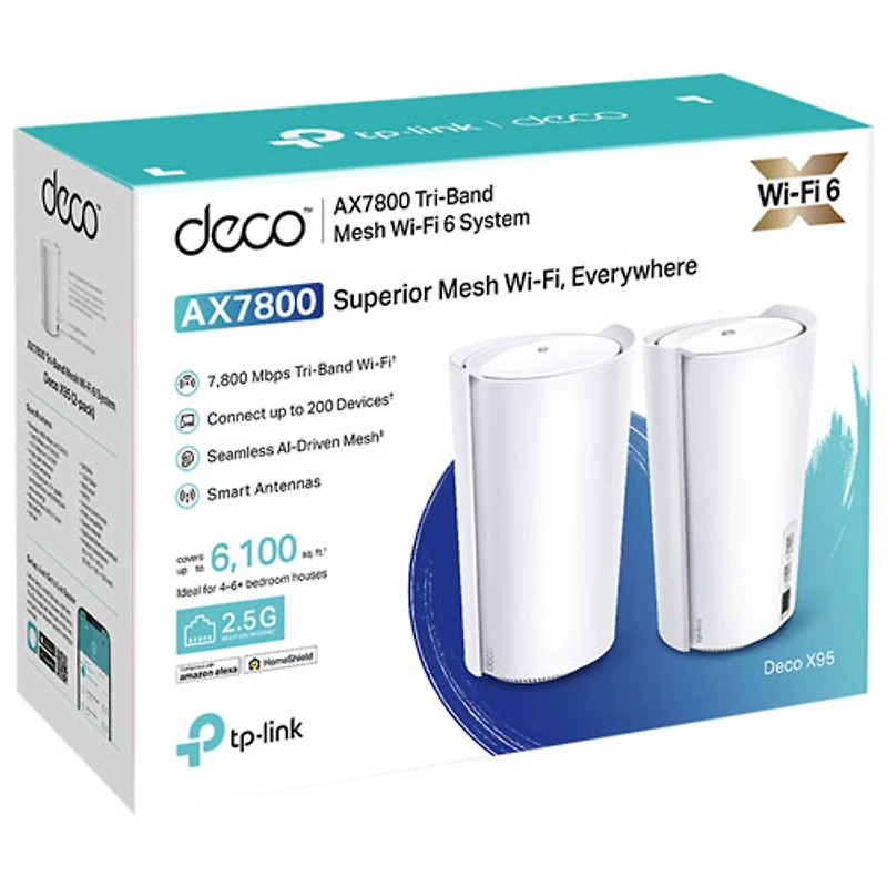 Système Wi-Fi 6 maison intégrale maillé tribande AX7800 Deco X95 de TP-Link - Ensemble de 2