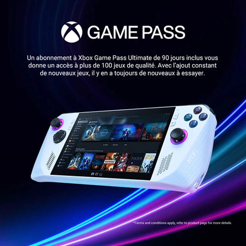 Console de jeu tactile 1080p 7 po ROG Ally d'ASUS (Z1 Extreme d'AMD/Radeon Navi3/RAM 16 Go/SSD 512 Go/Windows 11/XBOX GamePass)