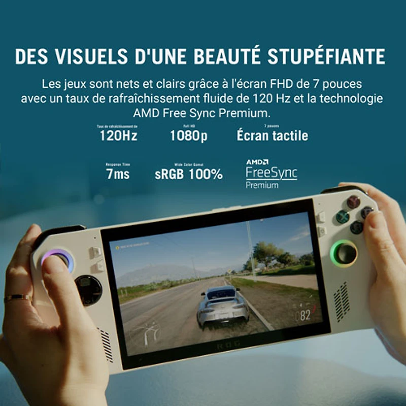 Console de jeu tactile 1080p 7 po ROG Ally d'ASUS (Z1 Extreme d'AMD/Radeon Navi3/RAM 16 Go/SSD 512 Go/Windows 11/XBOX GamePass)