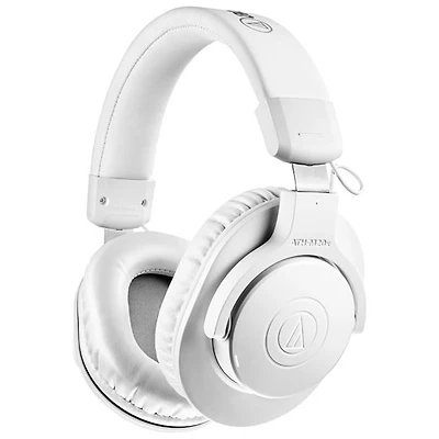 Casque de contrôle Bluetooth à isolation sonore ATH-M20xBT d'Audio Technica - Blanc