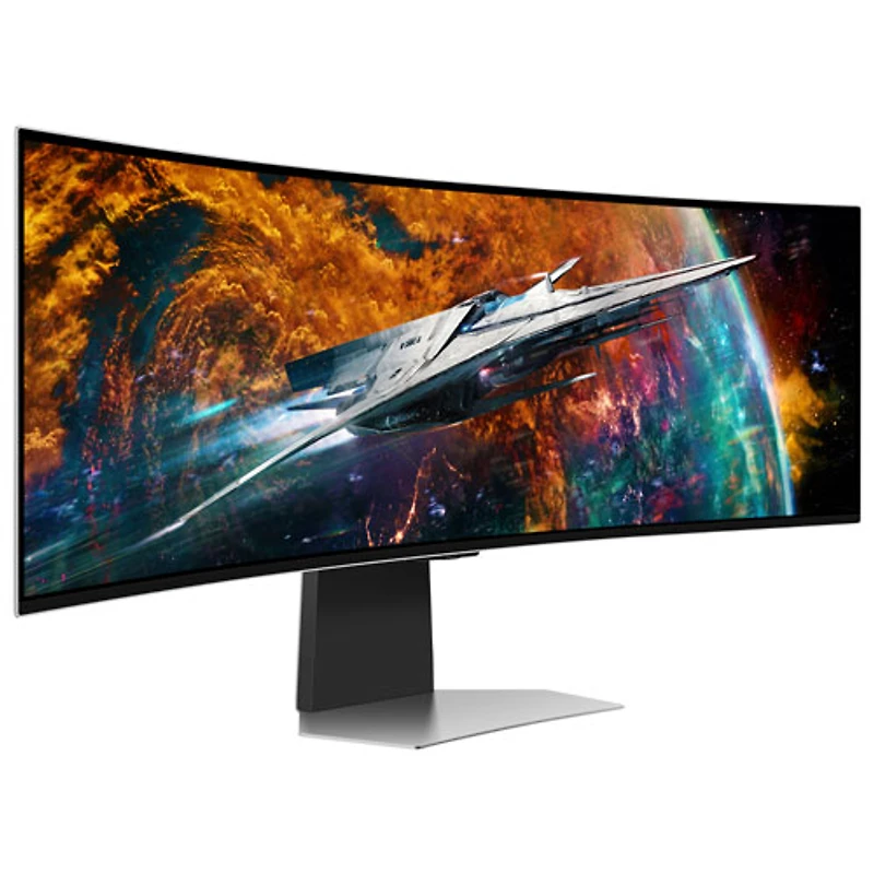 Samsung Odyssey OLED G9 49" QHD 240Hz 0.03ms GTG Curved OLED G-Sync FreeSync Smart Monitor (LS49CG954SNXZA) – Silver