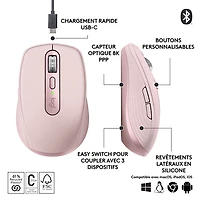 Souris sans fil Darkfield compacte MX Anywhere 3S de Logitech - Rose