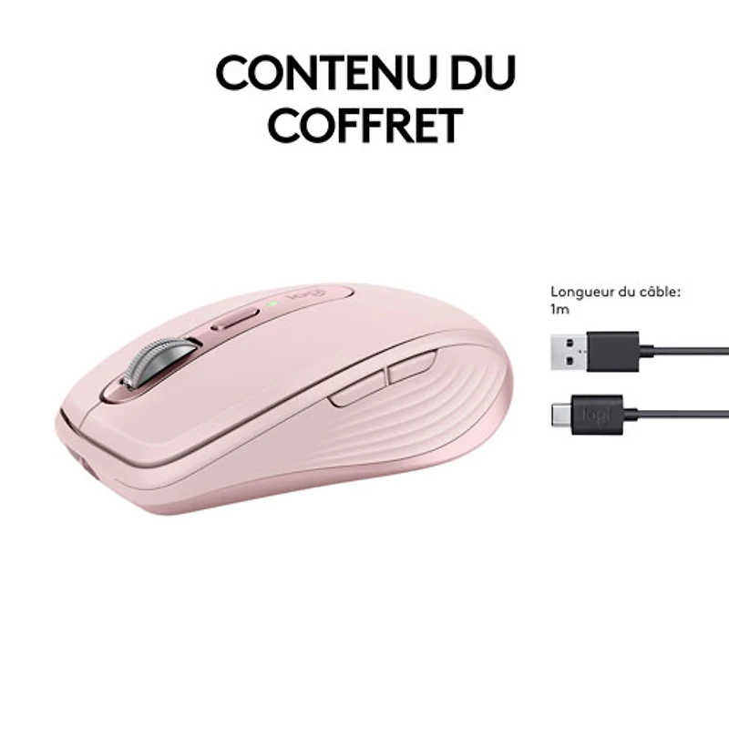 Souris sans fil Darkfield compacte MX Anywhere 3S de Logitech - Rose