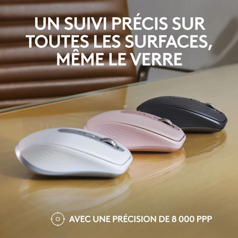 Souris sans fil compacte Darkfield MX Anywhere 3S de Logitech avec boutons programmables