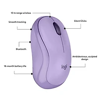 Logitech M240 Silent 1000 DPI Bluetooth Optical Mouse - Lavender - Only at Best Buy