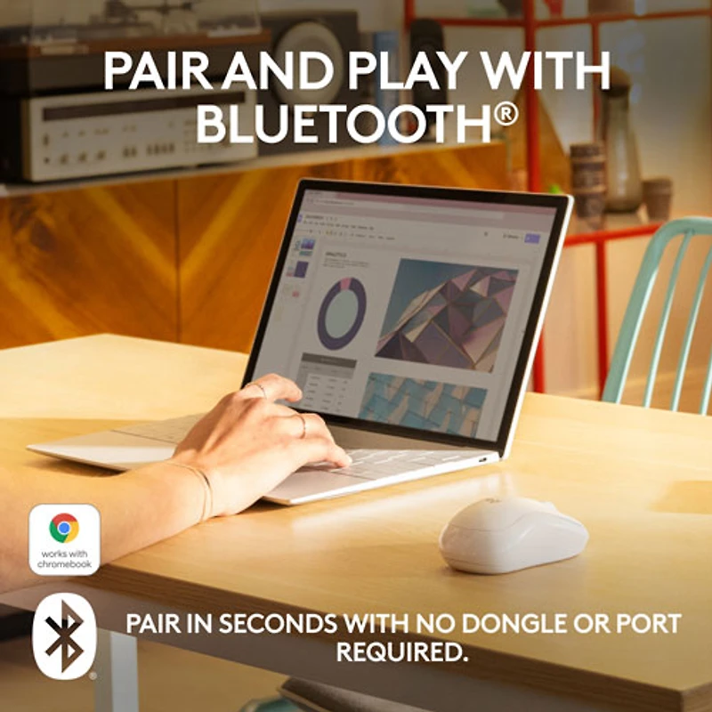 Logitech M240 Silent 1000 DPI Bluetooth Optical Mouse - Off-White