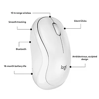 Logitech M240 Silent 1000 DPI Bluetooth Optical Mouse - Off-White