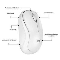 Logitech M240 Silent 1000 DPI Bluetooth Optical Mouse - Off-White