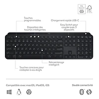 Logitech MX Keys S Wireless Backlit Keyboard with Programmable Keys - Black