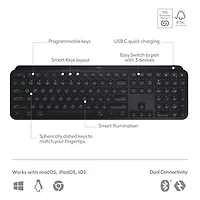 Logitech MX Keys S Wireless Backlit Keyboard with Programmable Keys - Black