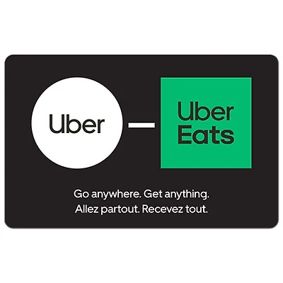 Carte-cadeau Uber et Uber Eats - 50 $ - Téléchargement numérique