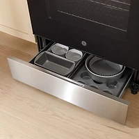 Cuisinière électrique autonome à 5 éléments à convection véritable et friture à l'air sans préchauffage de 5,0 pi³ et de 30 po de GE (JCB840STSS) - Acier inoxydable