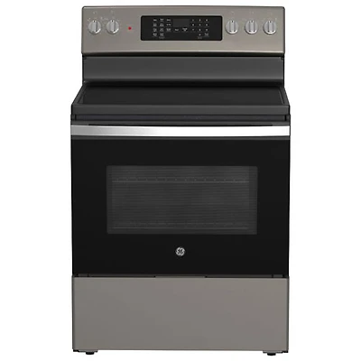 Cuisinière électrique autonome à 5 éléments avec convection véritable et friture à l'air 5,0 pi³ 30 po de GE (JCB840ETES) - Ardoise