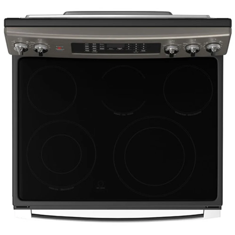 Cuisinière électrique autonome à 5 éléments avec convection véritable et friture à l'air 5,0 pi³ 30 po de GE (JCB840ETES) - Ardoise