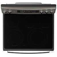 Cuisinière électrique autonome à 5 éléments avec convection véritable et friture à l'air 5,0 pi³ 30 po de GE (JCB840ETES) - Ardoise
