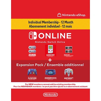 Nintendo Switch Online + Expansion Individual Pack 12-Month Membership - Digital Download