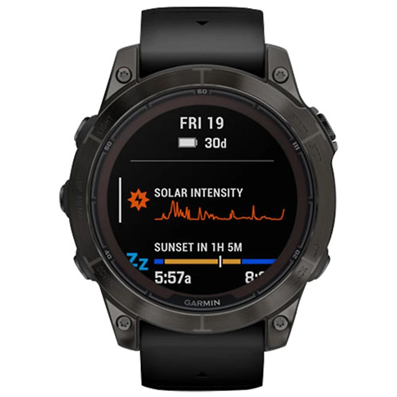 Montre intelligente multisport Bluetooth de 47 mm fēnix 7 Pro Sapphire Solar de Garmin - Gris carbone/Noir