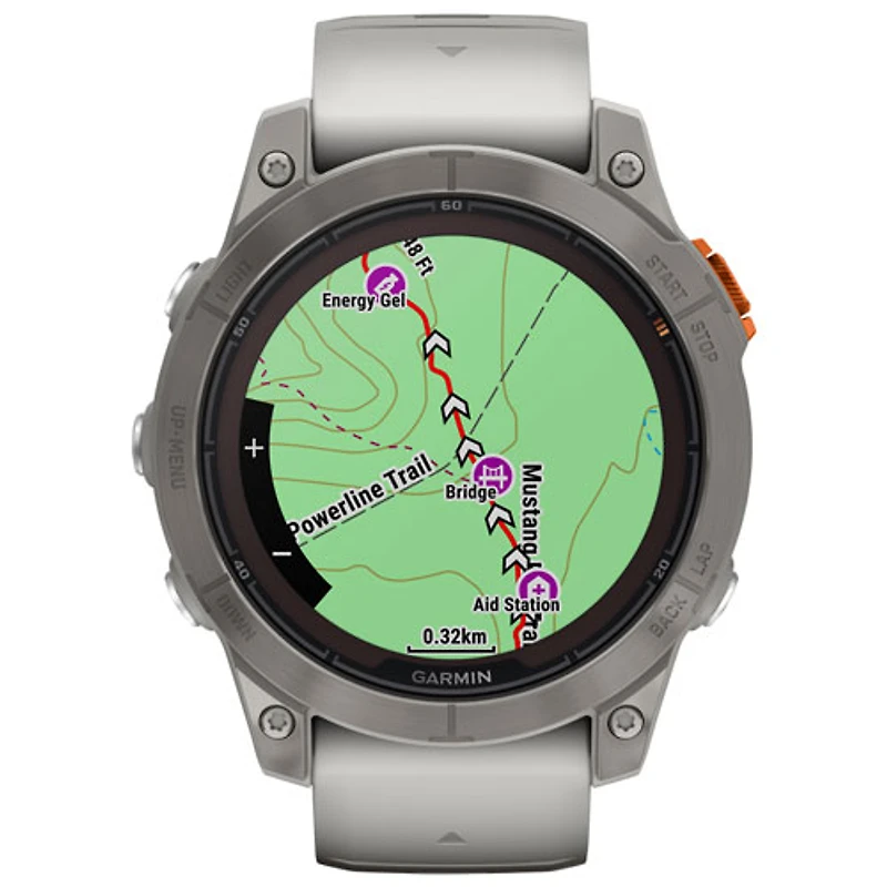 Montre intelligente multisport Bluetooth de 47 mm fēnix 7 Pro Sapphire Solar de Garmin - Gris brouillard/Orange ambré