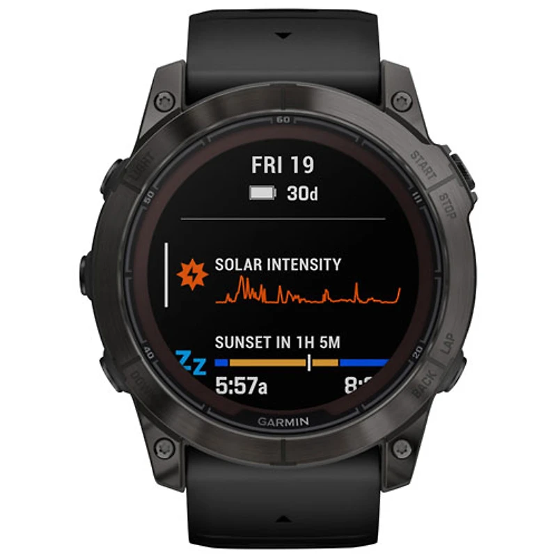 Montre intelligente multisport Bluetooth de 51 mm fēnix 7X Pro Sapphire Solar de Garmin - Gris carbone/Noir