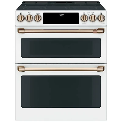 Open Box - Café 30" Double Oven Slide-In Electric Range (CCES750P4MW2) - Matte White - Perfect Condition