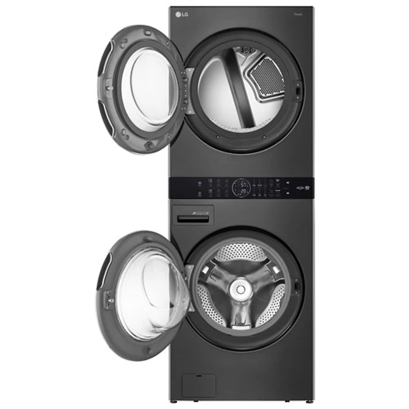 LG WashTower 5.2 Cu. Ft. HE Steam Washer & 7.4 Cu. Ft. Dryer Laundry Centre (WKGX201HBA) - Black Stainless