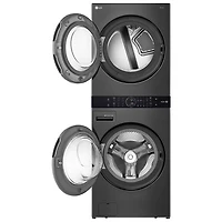 LG WashTower 5.2 Cu. Ft. HE Steam Washer & 7.4 Cu. Ft. Dryer Laundry Centre (WKGX201HBA) - Black Stainless