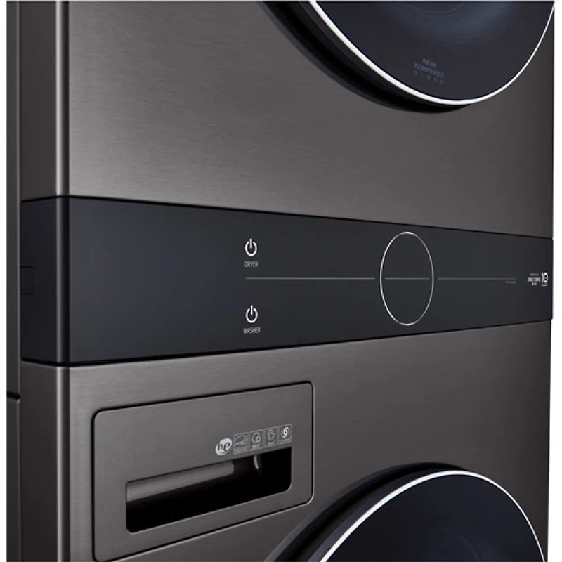 LG WashTower 5.2 Cu. Ft. HE Steam Washer & 7.4 Cu. Ft. Dryer Laundry Centre (WKGX201HBA) - Black Stainless